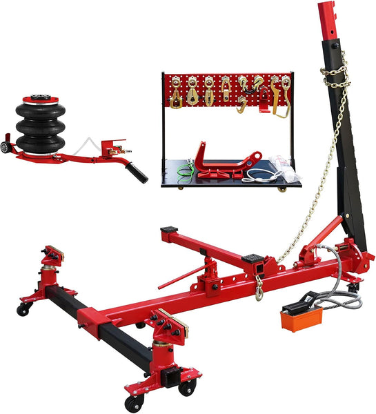 Auto Body Frame Straightener 6 Ton PSI Air Pump Frame Puller Portable Auto Body Puller Frame Straightener with Clamps