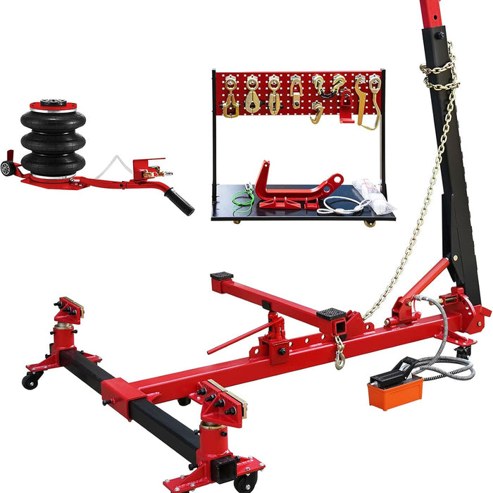 Auto Body Frame Straightener 6 Ton PSI Air Pump Frame Puller Portable Auto Body Puller Frame Straightener with Clamps